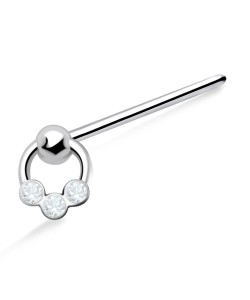 Stones Ring Shaped Silver Straight Nose Stud NSKA-440